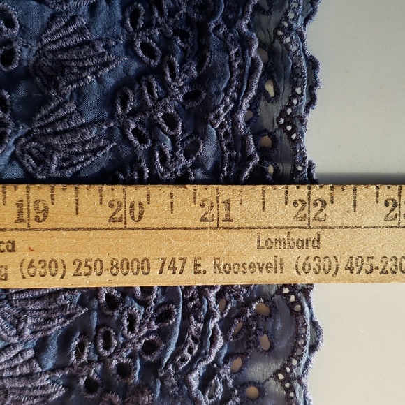 Love Johnny Was Silk Top Womens S Blue Lace Boho Oversized Flowy Blouse - Picture 5 of 6